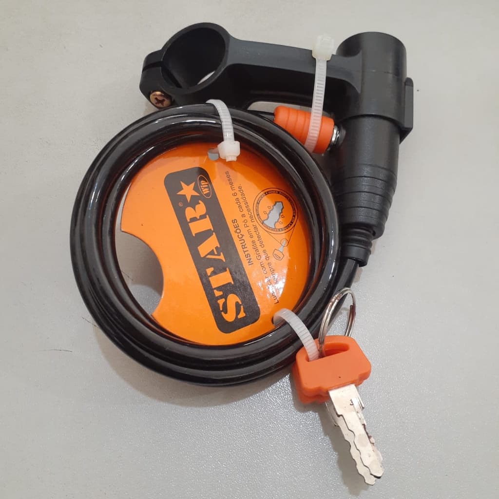 Cadeado  espiral revestido 06x100cmm c/chaves e suporte