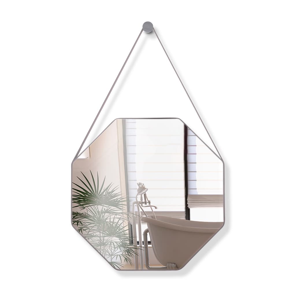 Espelho Adnet Redondo Lavabo Sextavado Octogonal Suspenso 60cm + Pino Suporte