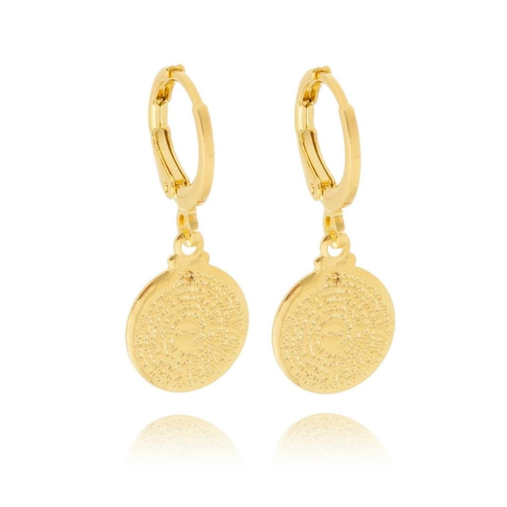 Brinco Argolinha Oração Pai Nosso Banhado a Ouro 18k G