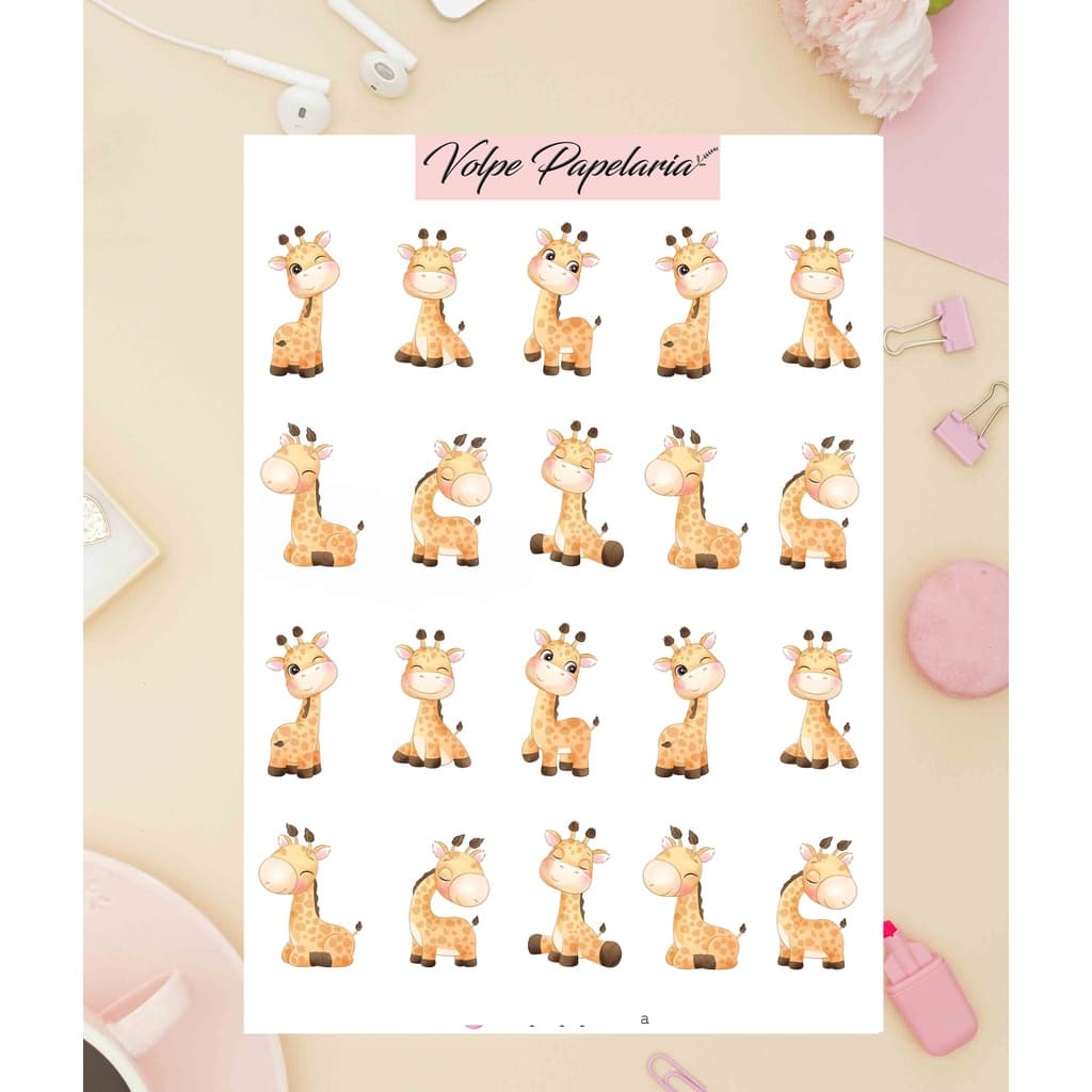 Cartela de adesivos GIRAFA fofa - cute / 4 opçoes diferentes