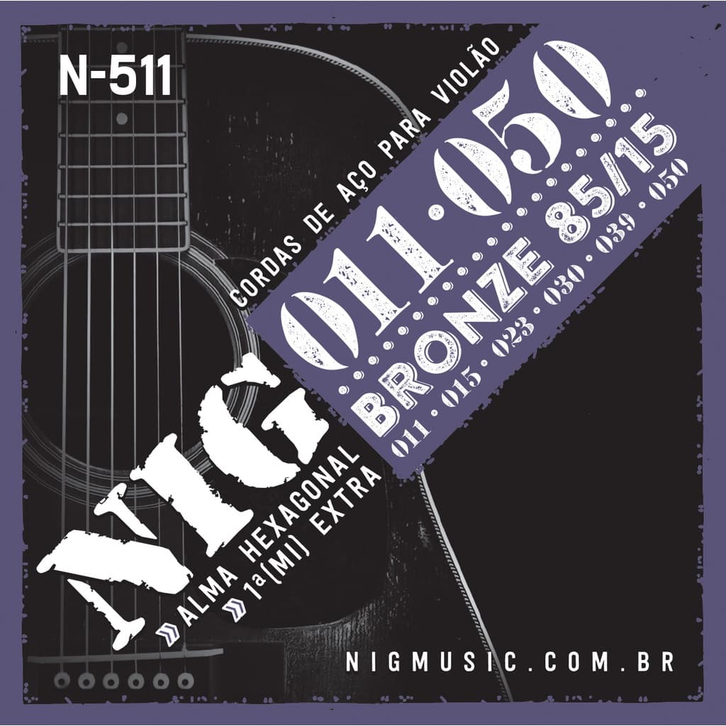 Encordoamento NIG N-511 para Violão Bronze 85/15 0,009-0,045