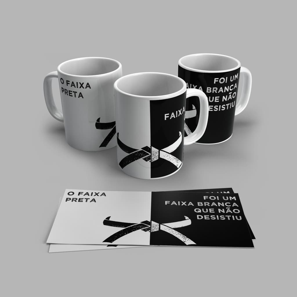 Caneca Personalizada 325Ml O FAIXA PRETA / FOI UM FAIXA BRANCA QUE NÃO DESISTIU JIU JITSU "Porcelana"