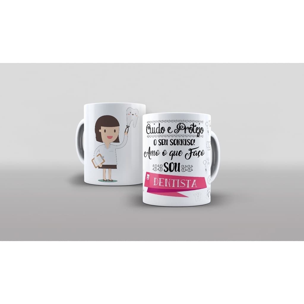 Caneca Profissão Dentista Mulher - Presente - Porcelana