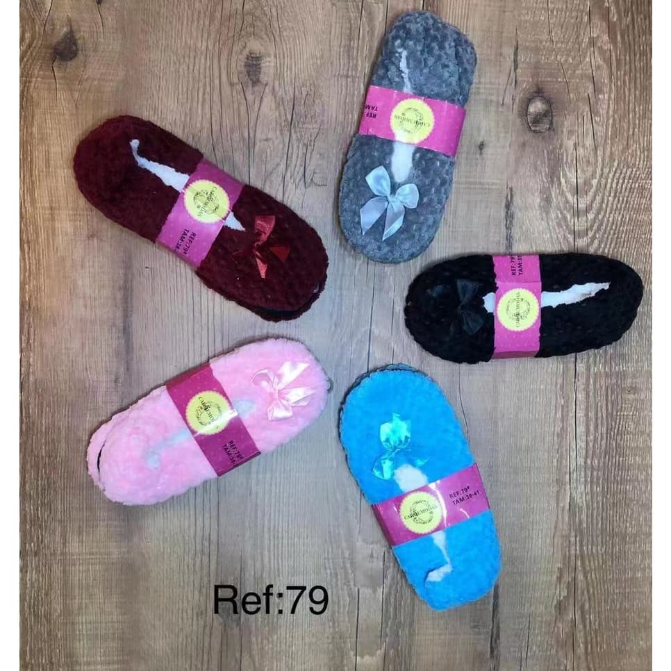 Pantufa sapato adulto feminina laço com pelinho dentro super quente/Chinelo pantufa feminina/79