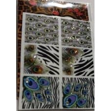 60 adesivos de unha de Pavão / kit com 10 cartelas com 6 adesivo de unhas de Pavão com pedrinha / película de unha