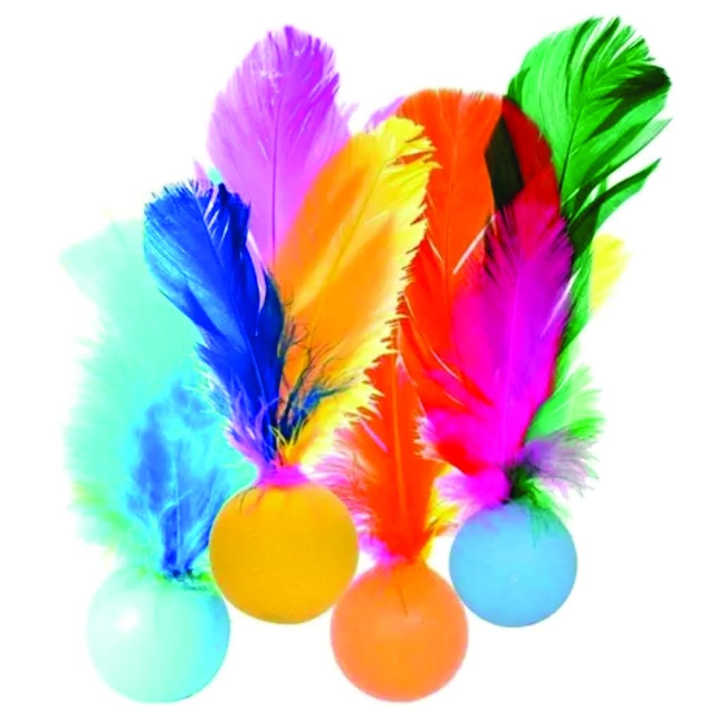kit 12 bolas ping pong Brinquedo para Gato Bola com Pluminha Pena Peninha  Colorido com Chacoalho 20 cm
