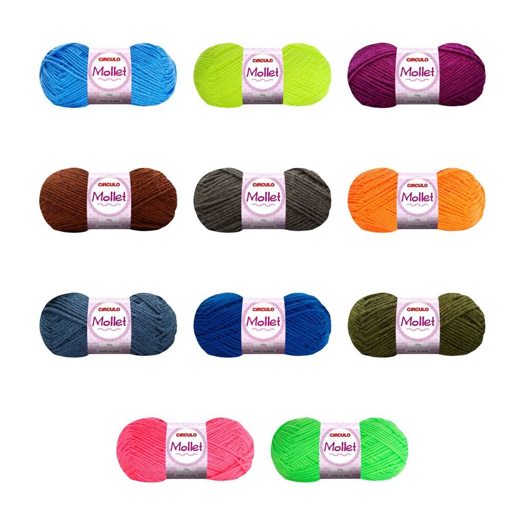 Fio Lã Mollet Círculo Fibra Negra Neon Lisa 100g