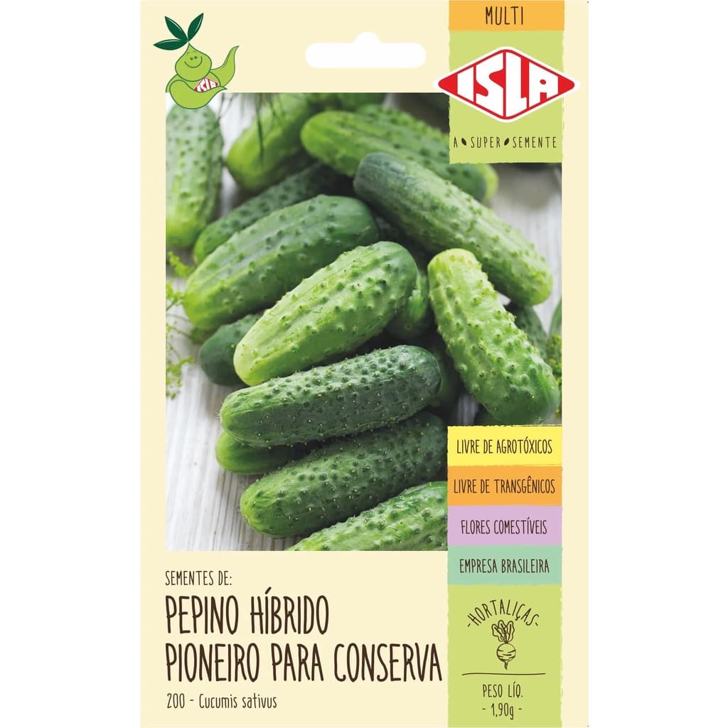 Semente de Pepino Conserva Híbrido Pioneiro Isla Para Hortas, Plantações, Jardim