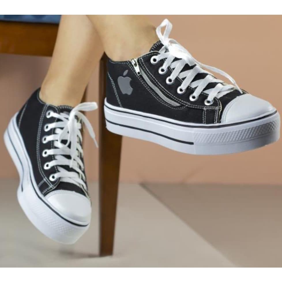 Tenis Feminino Plataforma Via Apple Preto