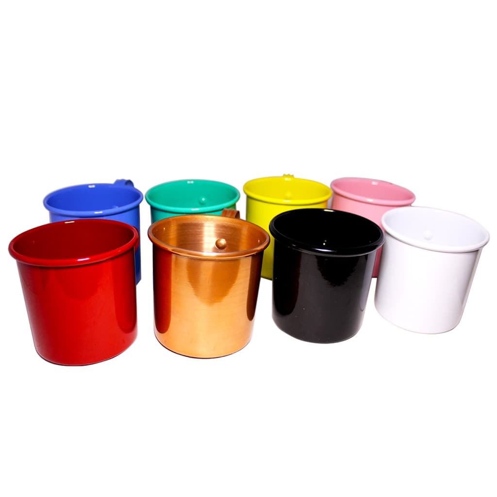 Kit 04 Canecas Coloridas Esmaltadas Café / Chá / Leite ou Drinks 250ml em Alumínio