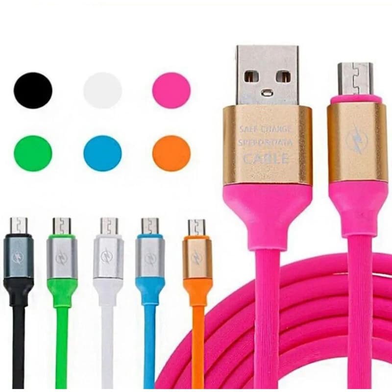 3 Cabos USB colorido carregador celular V8 1,2 metros.