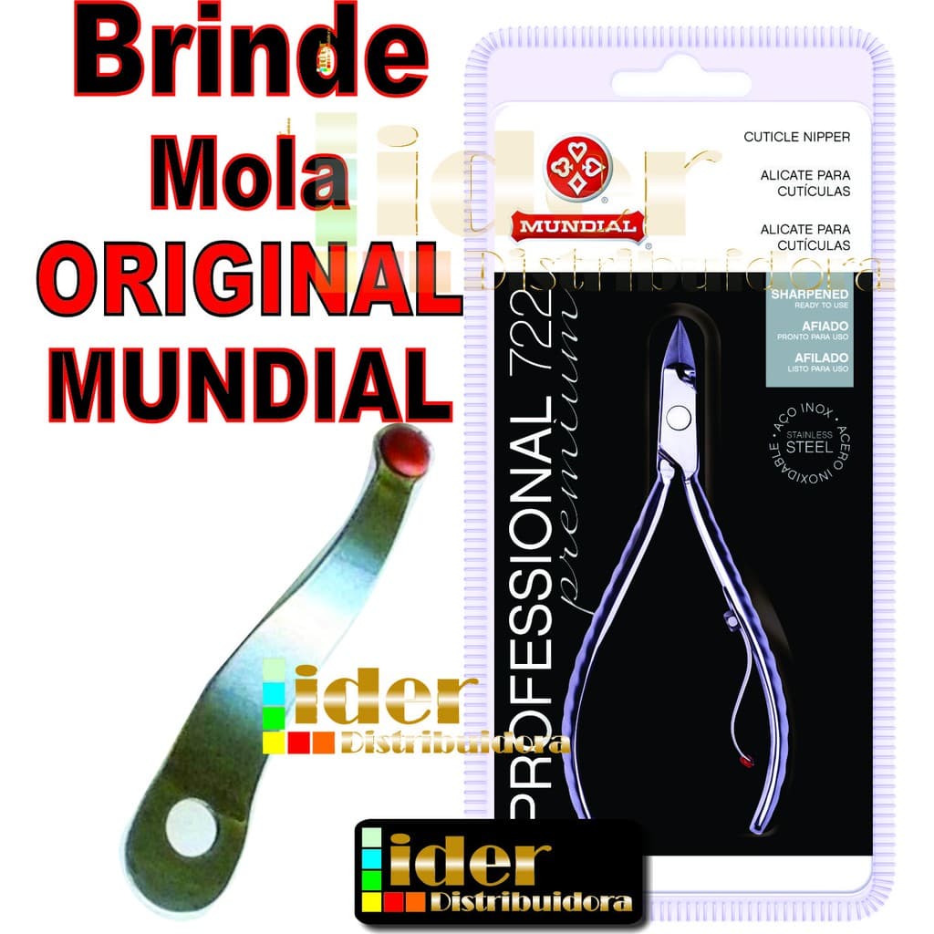 Kit 3 Alicates 722 Mundial Inox Profissional Cutícula + BRINDE 3 MOLAS ORIGINAL MUNDIAL