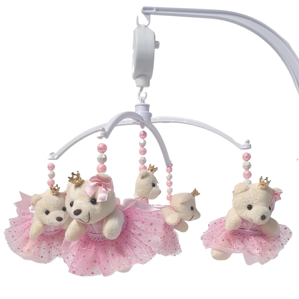 Móbile para Berço Bebê Musical Giratório Ursa Princesa Menina Desenvolvimento do Bebê Envio Imediato