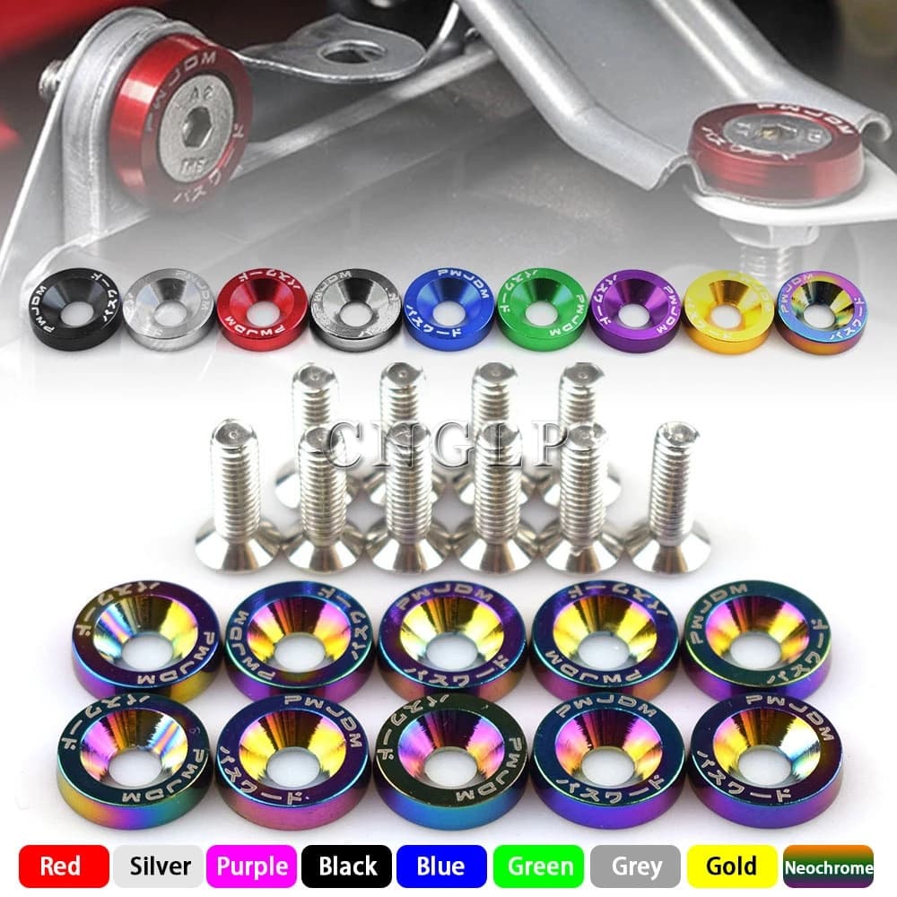 Fender 10pcs/Pack M6 Arruelas De Pára-Lamas Estilo JDM Alumínio E Junta Integrada De Parafuso