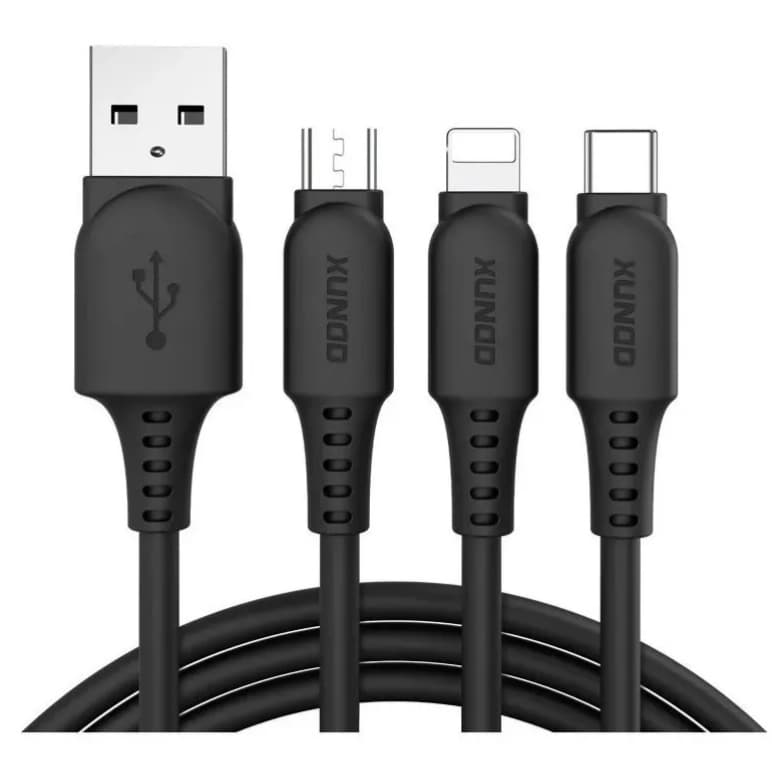 Cabo Silicone 3 Em 1 USB Para Lightning/type-c/micro-usb 1.2m Xundd