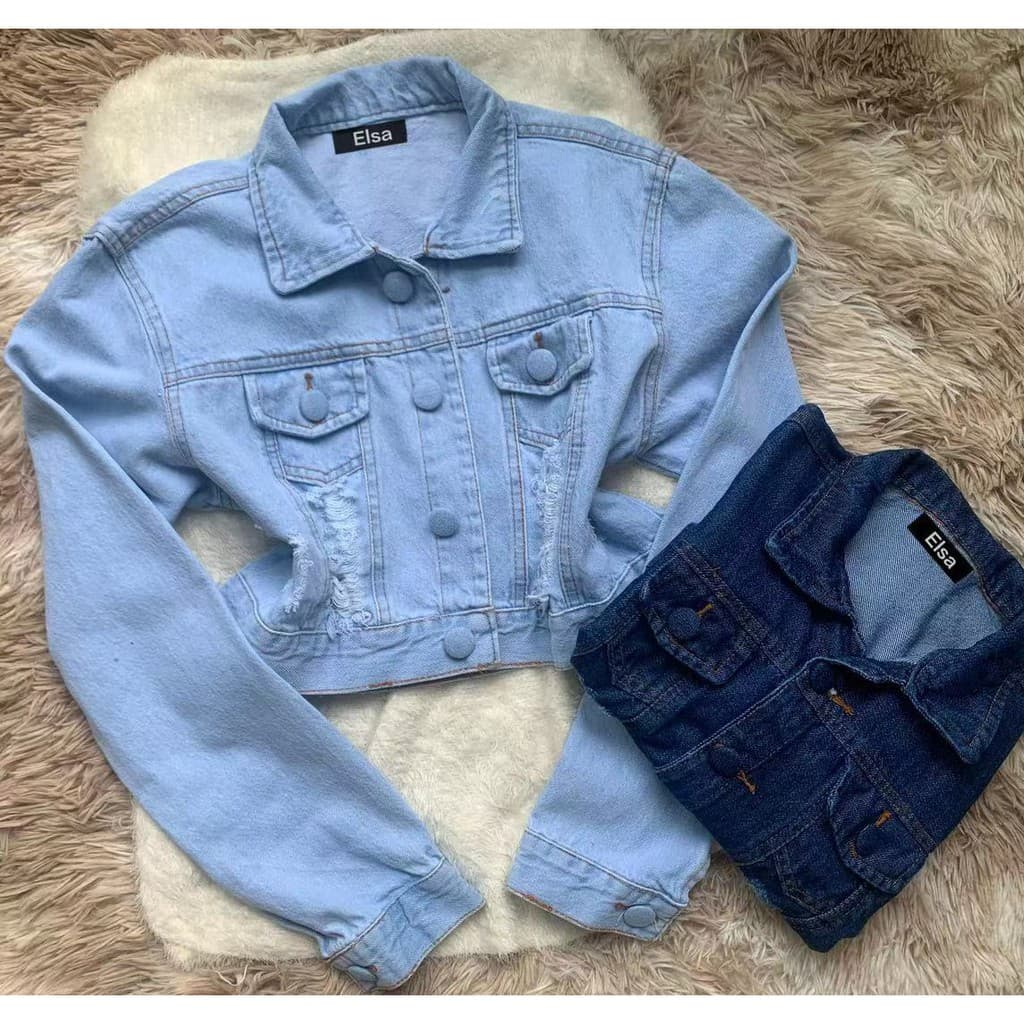Jaqueta cropped jeans