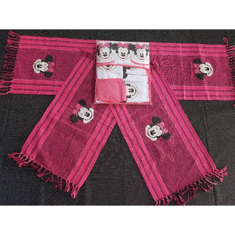 Jogo 3 peças - passadeira de tear bordados Minnie e Mikey (envio aleatorio)