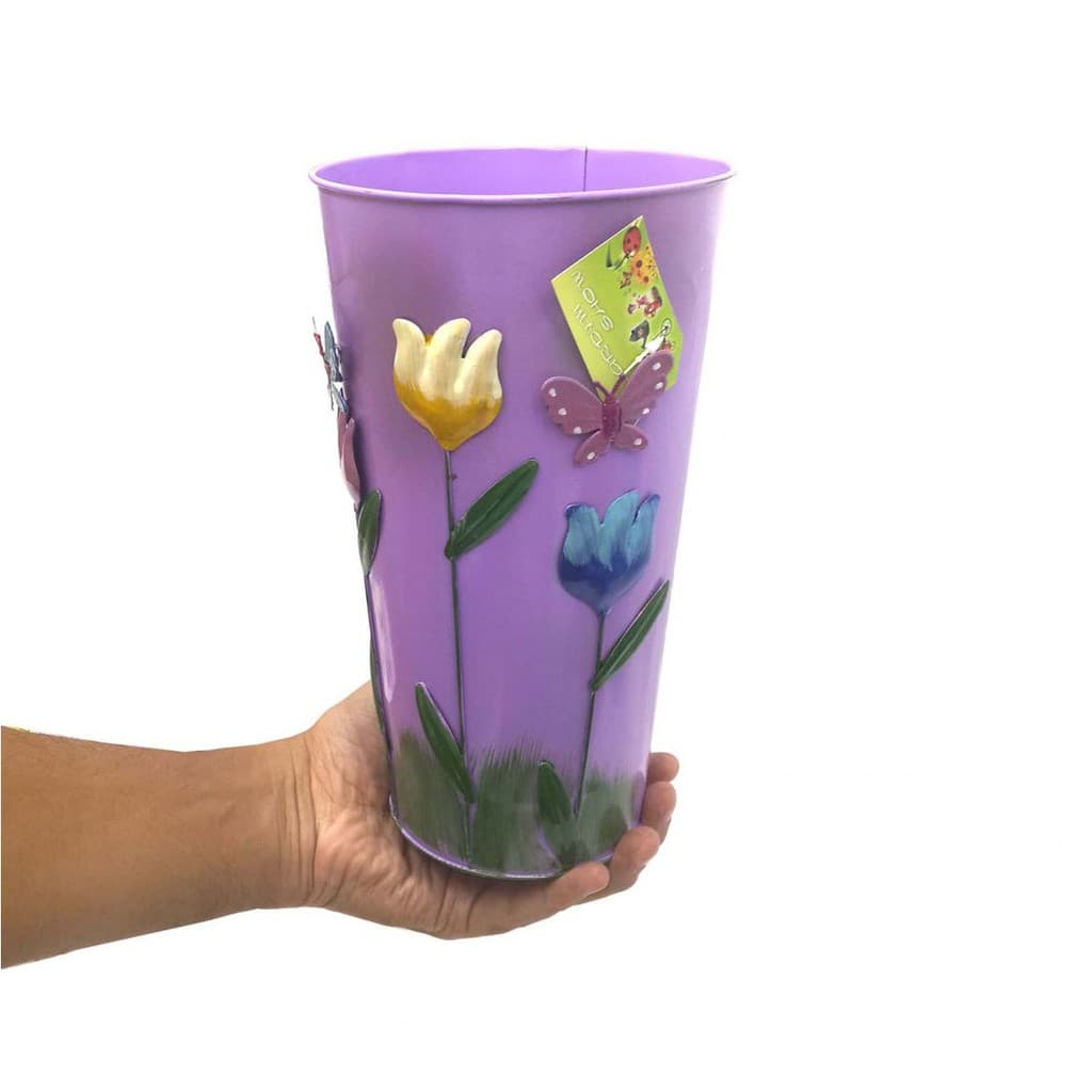 Vaso Enfeite Jardim Quintal Varanda Borboleta Flor De Ferro Lilas (SYBO-G7)