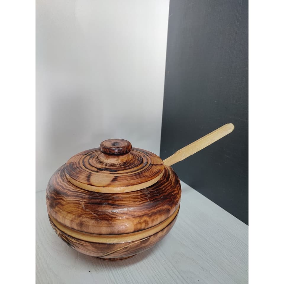 Farinheira De Madeira/ Porta Farinha com Colher e Tampa/Artesanal