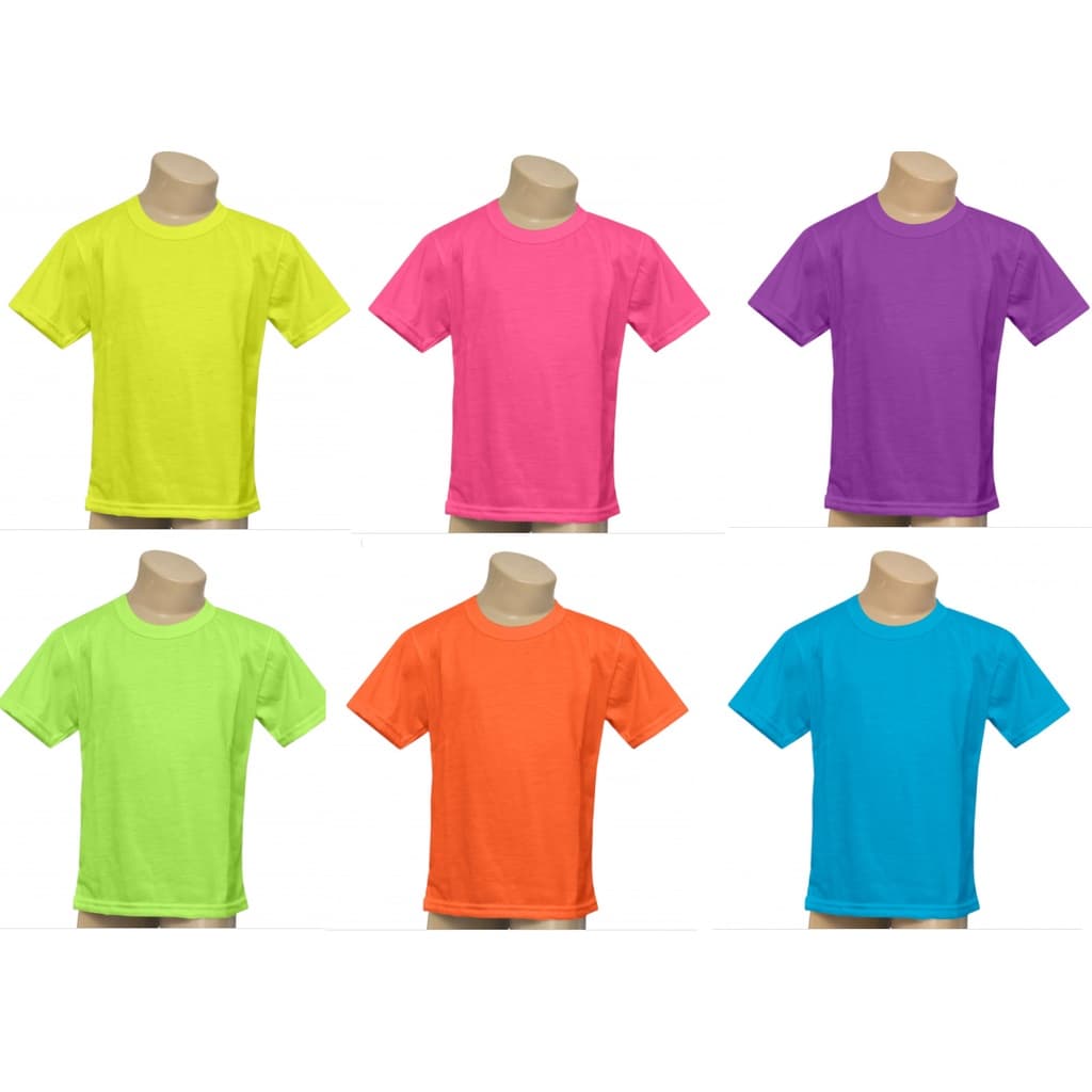 Camisas Cores Neon 100% Poliester-infantil BRILHA LUZ NEGRA