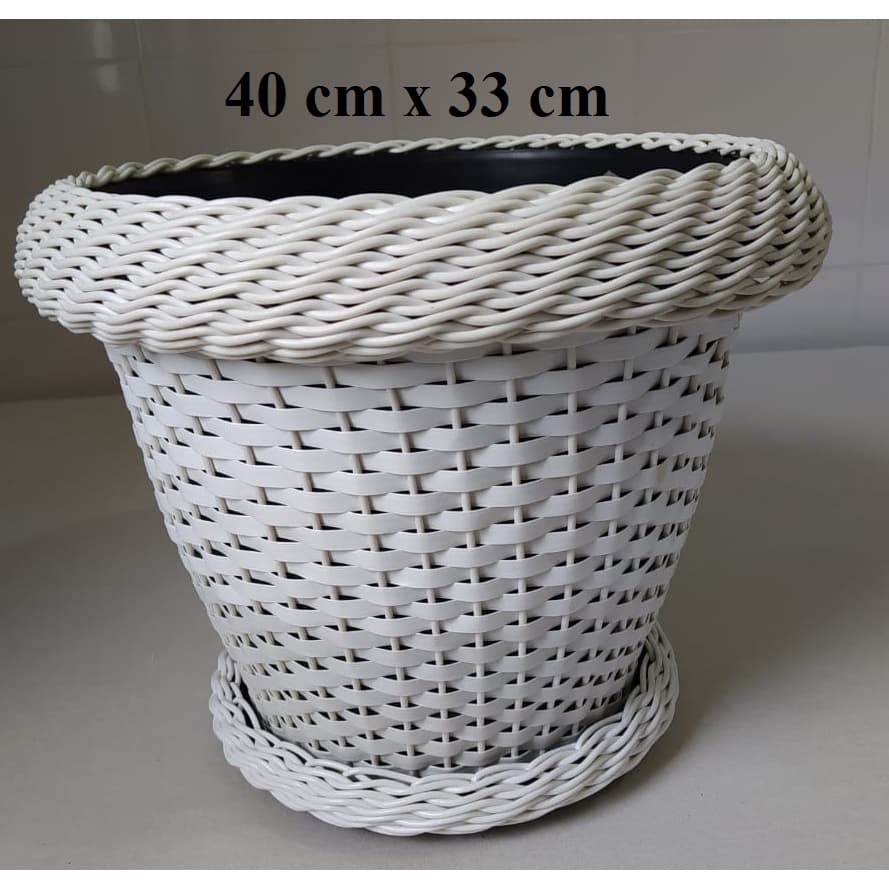 2 vaso + 2 prato n°99 grande enorme vaso para flores coqueiro jardim jardinagem piscina elegante GRANDE cor branco 40 cm x 33 cm