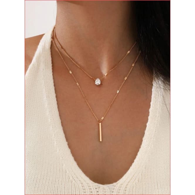 Colar feminino dourado conjunto com 2 peça ponto de luz