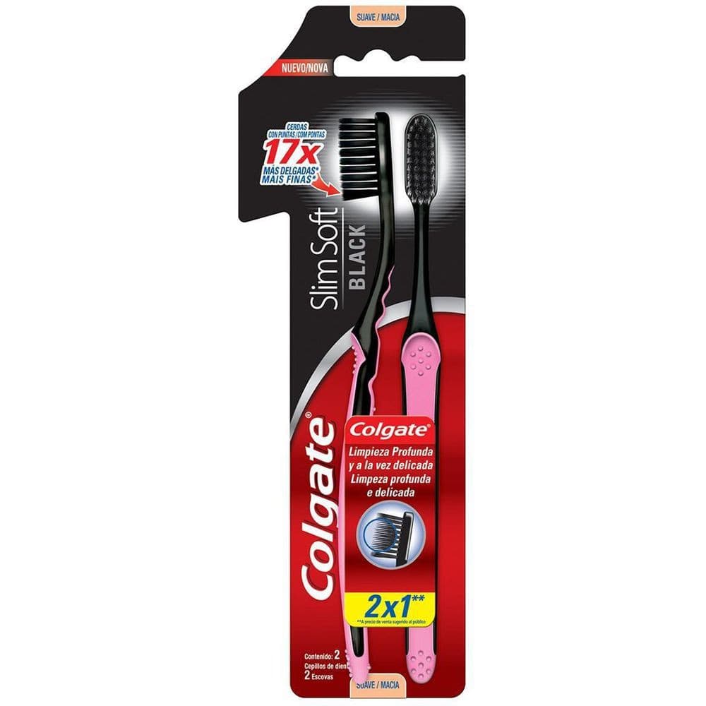 Kit Escova Dental Colgate Slim Soft Black 2 Unidades Cores Sortidas