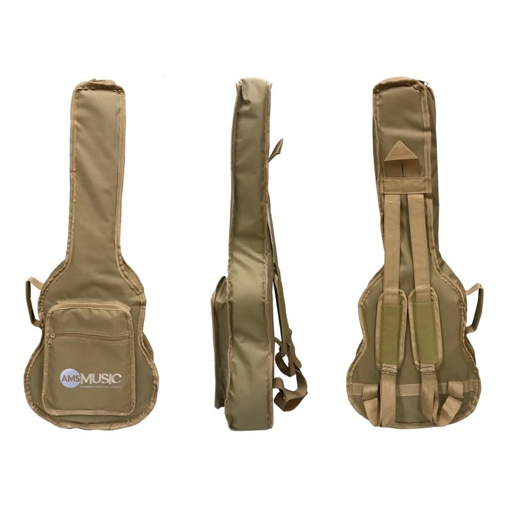 Capa Bag Almofadada P/ Violão Tagima Baby Com Alças E Bolso - Bege