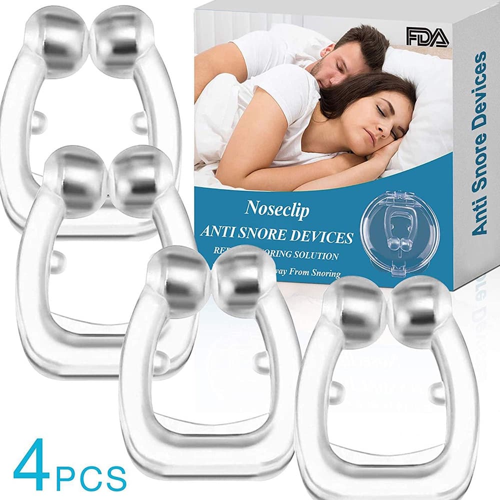 4 Pcs Silicone Magnetic Anti Parar Ronco Nariz Clipe Sono Bandeja Dormir Ajuda Apnea Guarda Noite Com Caso