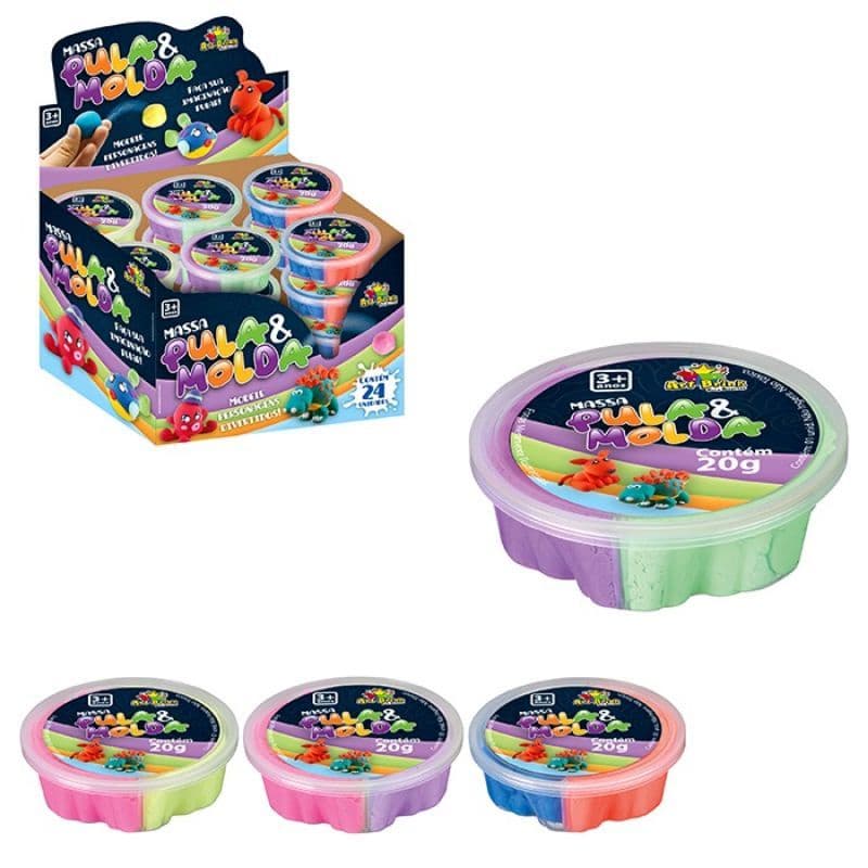 Massa divertida pula e molda brinquedos p/ criançada 20g