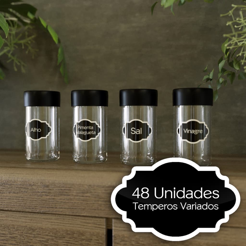 Etiquetas temperos cozinha culinária churrasco comidas sal feijao alho 44 unidades 4,5x3cm