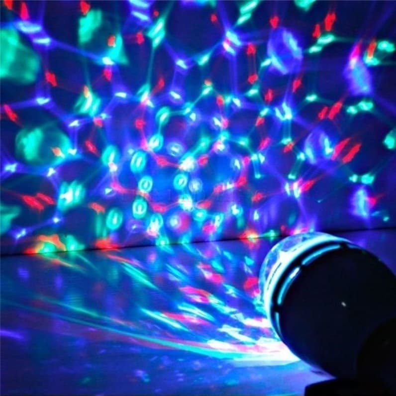 Lâmpada LED E27 3W RGB, Globo de Luz Giratório