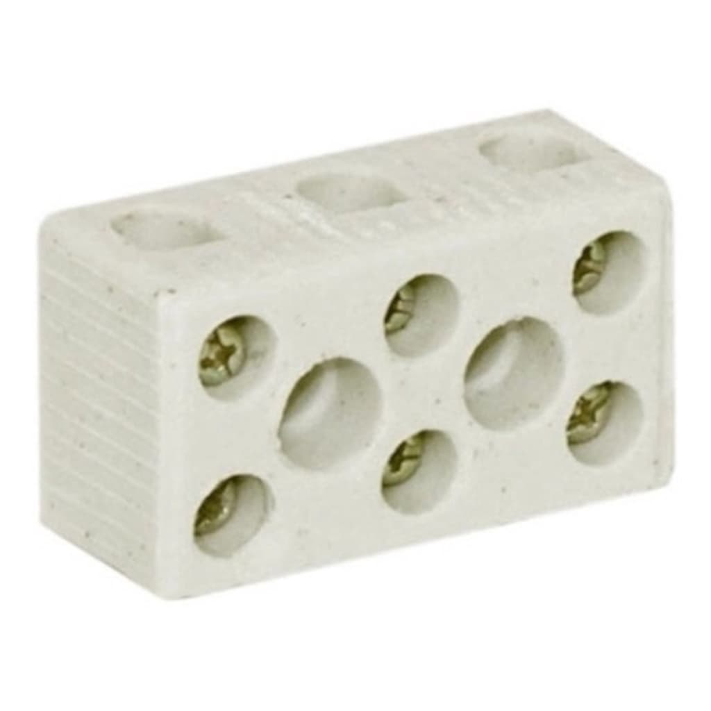 Conector Porcelana Tripolar Cabo 10mm 3 Polos Chuveiro Fio Emenda Adaptador 25 a 250v