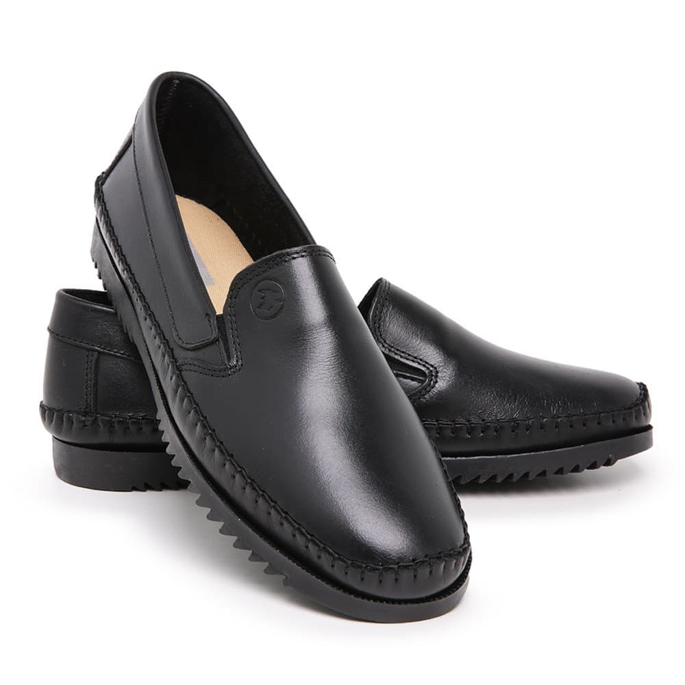 Mocassim Masculino Dockside 2020 Preto Conforto Drive Couro Legítimo Solado Borracha
