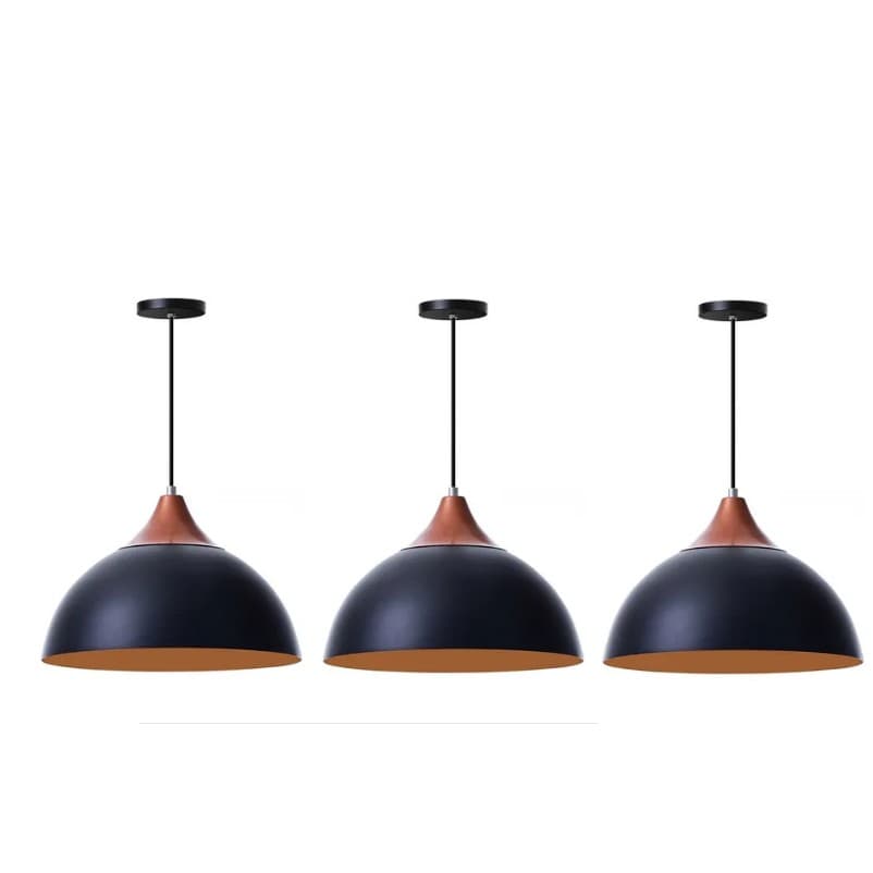Kit 3 Pendentes Meia Lua 30cm Com Chapéu Alumínio Decorações