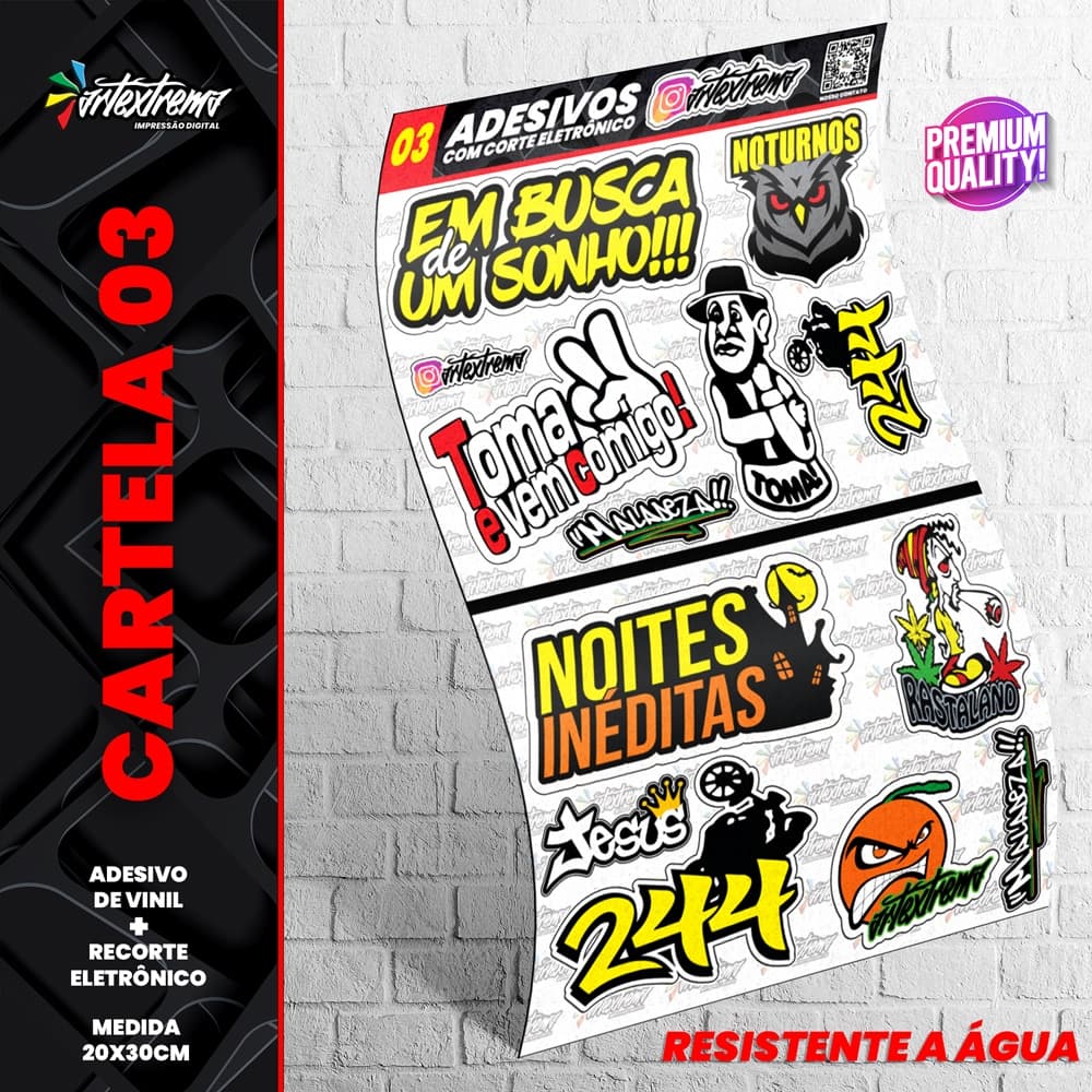 Cartela De Adesivos - REF 03 - Carro - Moto - Caminhão - Bike - Stickers - Diversos