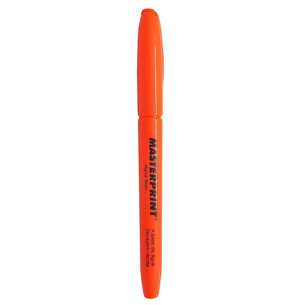 Caneta Marca Texto Laranja com Ponta Chanfrada Masterprint MP612 Pincel MP 612