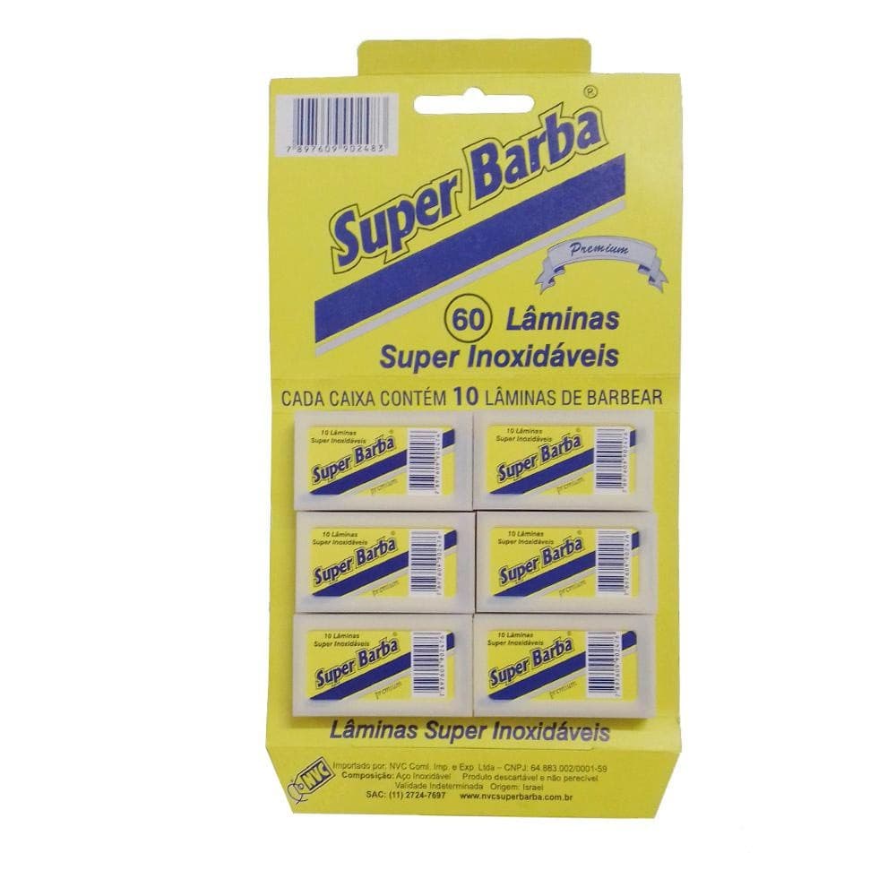 Lâmina Para Navalhete Super Barba Inox Platinum Profissional Kit 60 Lâminas