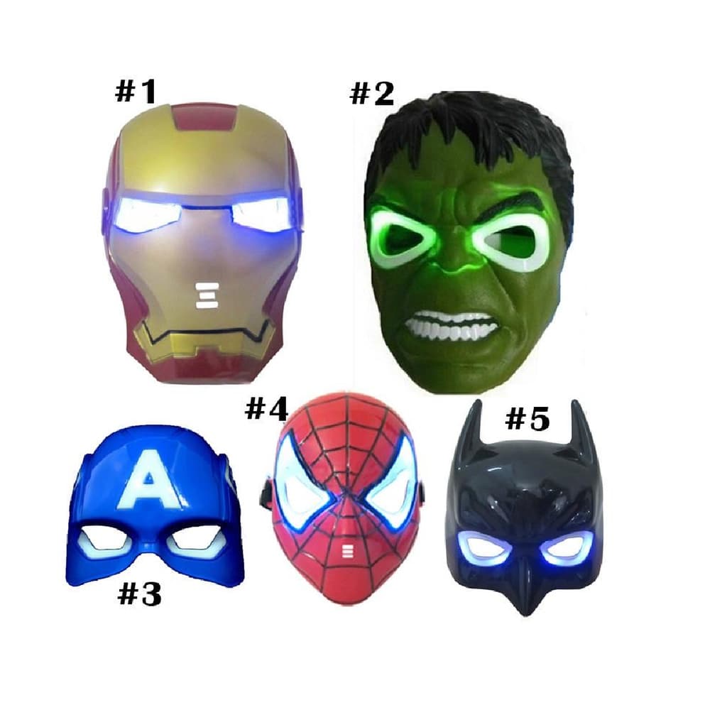 BAMBULUÁ Máscara LED Herói HULK HOMEM DE FERRO CAPITÃO AMÉRICA HOMEM ARANHA BATMAN THOR THANOS
