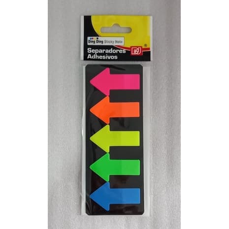 Marcador de página adesivo post it Seta com 5 cores neon - plástico - 125 folhas - 4,5x2,3cm