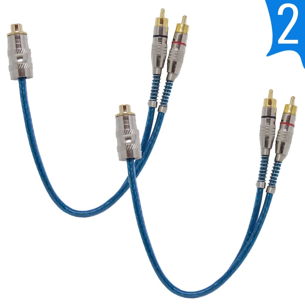 Par de Cabos Y 1 Fêmea 2 Machos 5mm Azul para Módulo Som Automotivo