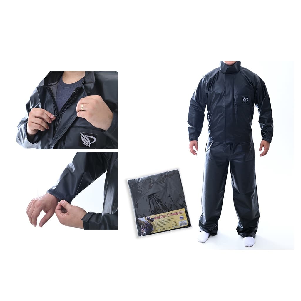Conjunto Motoqueiro Masculino Capa Chuva Roupa Reforçada Impermeável Jaqueta Calça Resistente PVC