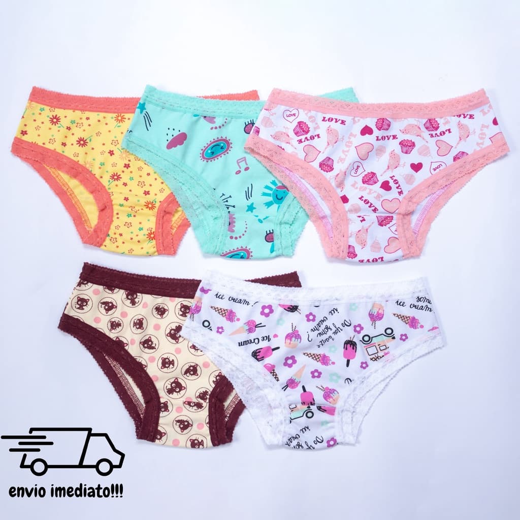 Kit 10 Calcinha Infantil Algodão Cotton Rendinha