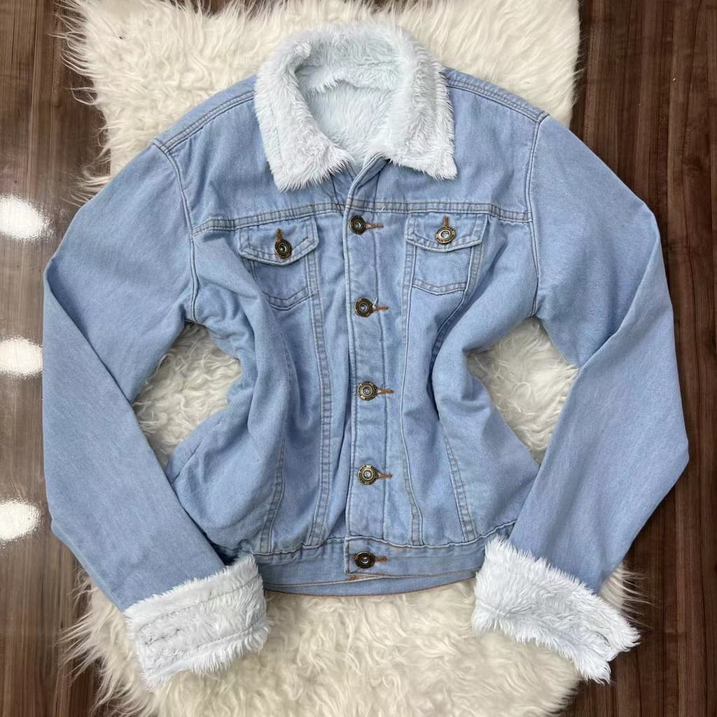 Jaqueta Jeans Forrada Com Pelinho Feminina