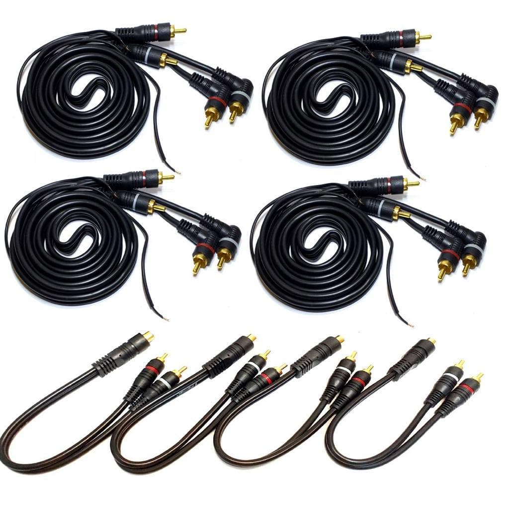 4 Cabo RCA 1,5 Metro e 4 Y 2M1F Som Automotivo Banhado Ouro Injetado Blindagem Simples Sistema Som Automotivo