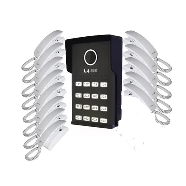 Interfone 16 Pontos LR816 Smart Lider + 13 Monofones LR2015 Lider
