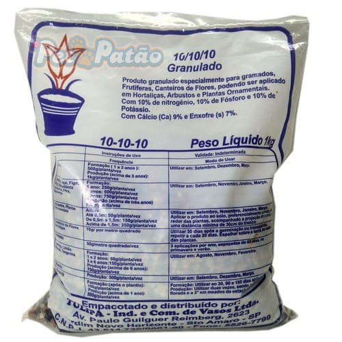 Fertilizante 10-10-10 1kg P/ Plantas Fertilizante Mineral Misto - Tulipa
