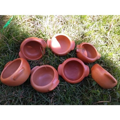 Kit com 5 Panelinhas Cumbucas De Barro Alças Sem Tampa 400 em Cerâmica Artesanato Mineiros