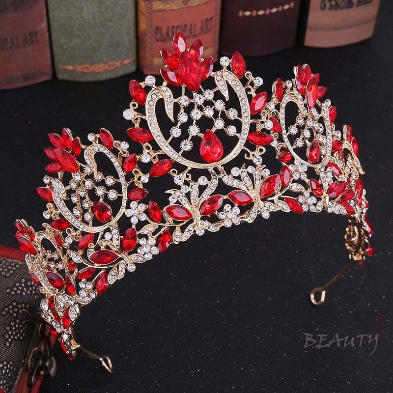 Tiara Vermelha De Cristal Barroco Para Noivas Ou Casamentos