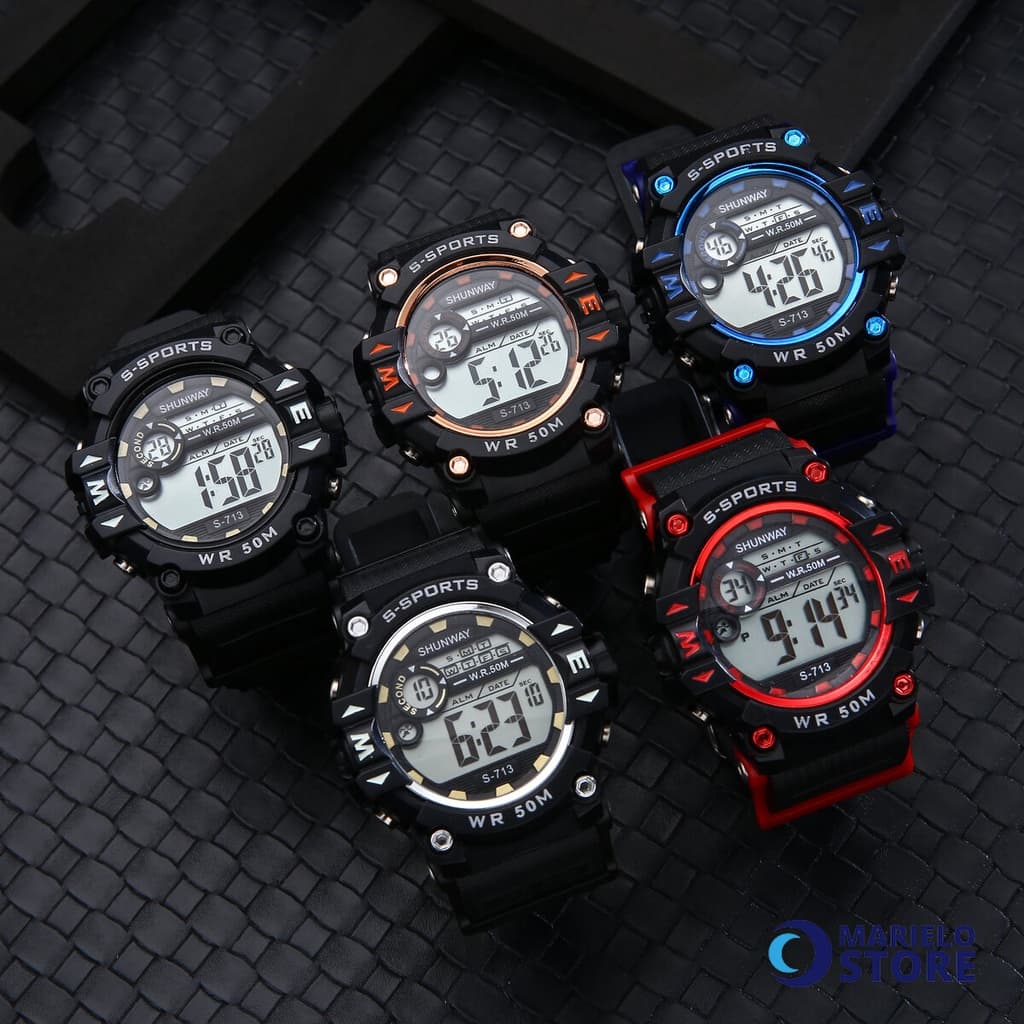 Relógio Masculino LED Digital Dual Display  50M Esporte À Prova D 'Água S-713